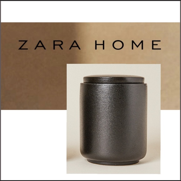 Zara Storage & Organization Zara Home Black Textured Ceramic Jar W